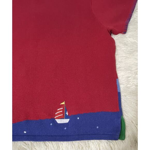 Quacker Factory Novelty short sleeve pullover sweater 3X lighthouse ocean - Picture 7 of 7